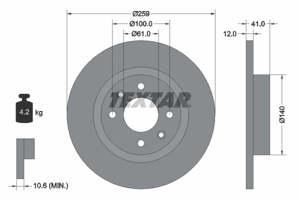 Disc frână fata TEXTAR SANDERO-2 1.0 SCe 75
